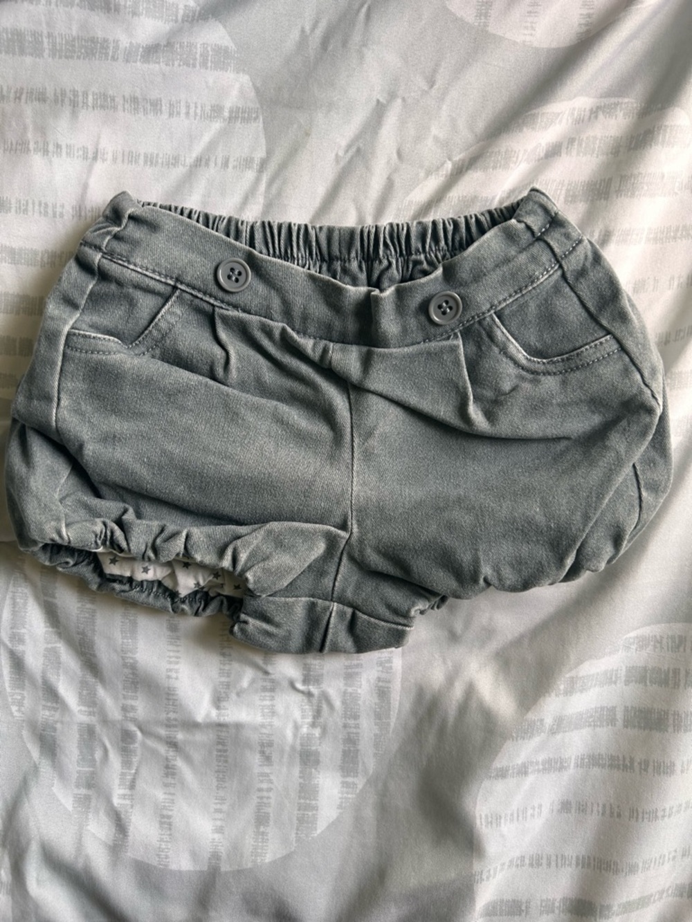 Toddler Gray Bubble Shorts with Button Detail